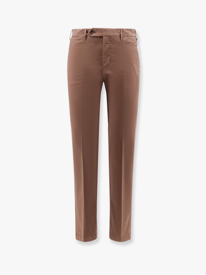 Pt Torino Stretch Cotton Trouser With Logo Metal Charm