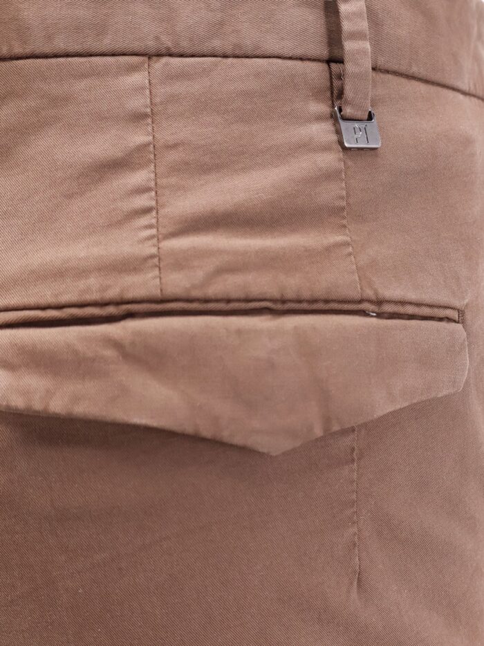Pt Torino Stretch Cotton Trouser With Logo Metal Charm