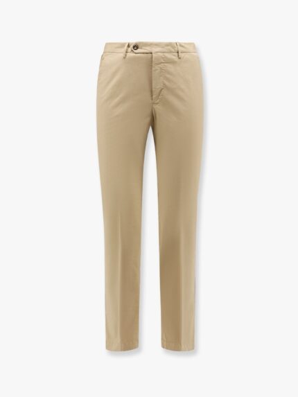 Pt Torino Stretch Cotton Trouser With Logo Metal Charm