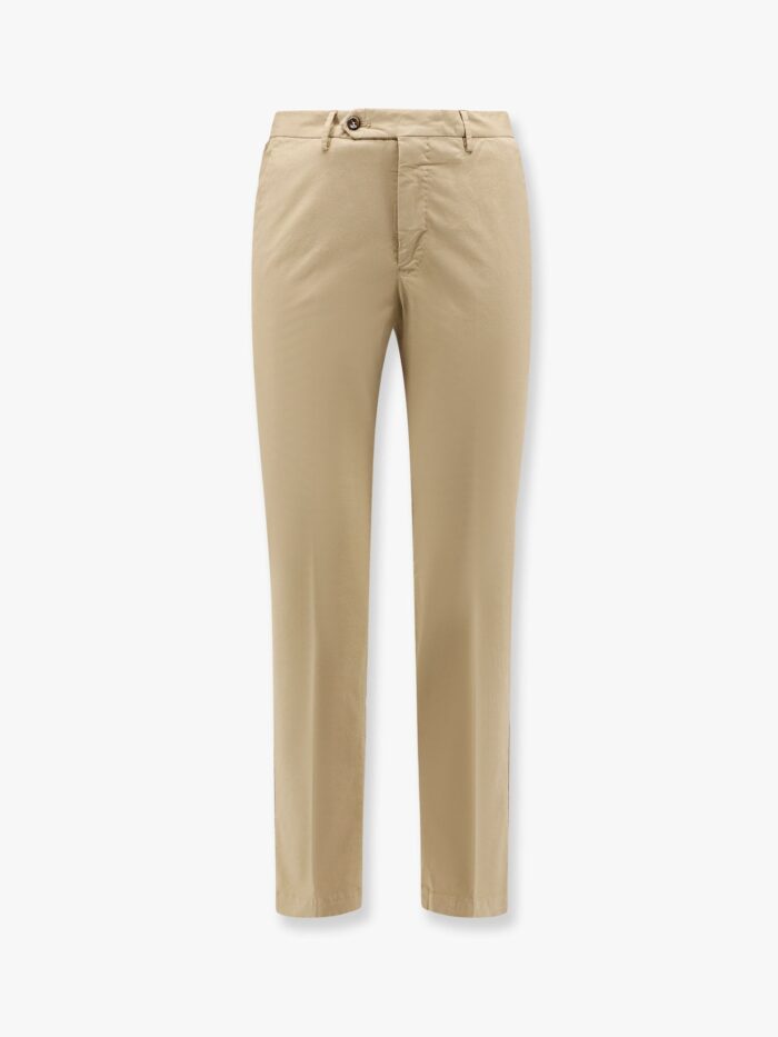 Pt Torino Stretch Cotton Trouser With Logo Metal Charm