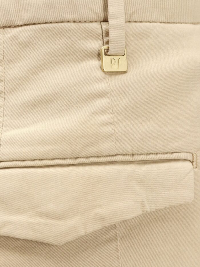 Pt Torino Stretch Cotton Trouser With Logo Metal Charm