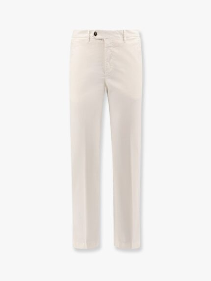 Pt Torino Stretch Cotton Trouser With Logo Metal Charm