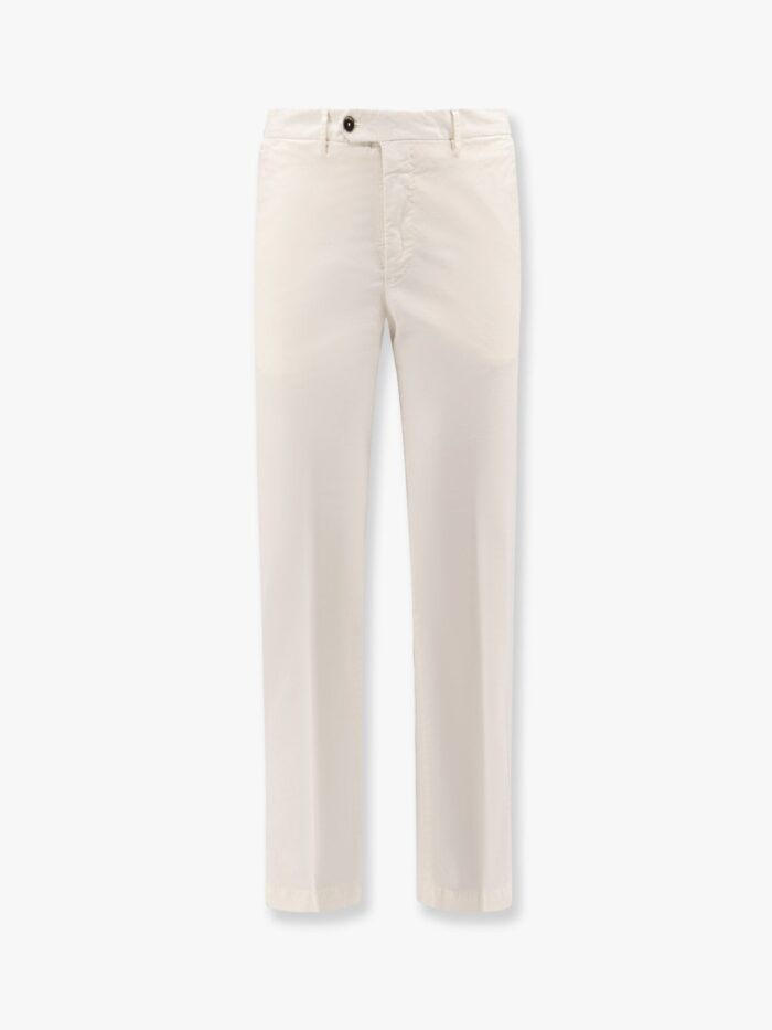 Pt Torino Stretch Cotton Trouser With Logo Metal Charm