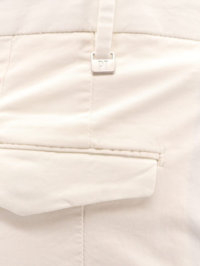 Pt Torino Stretch Cotton Trouser With Logo Metal Charm