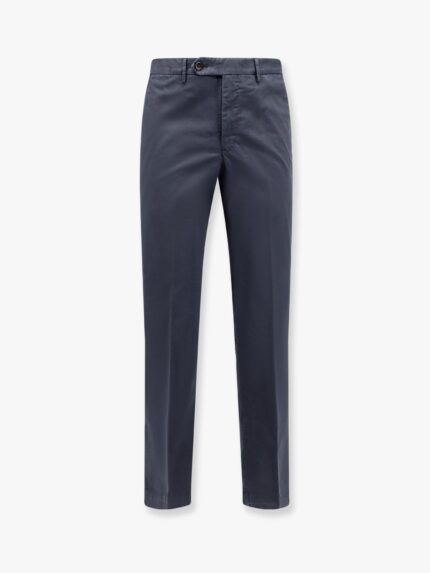 Pt Torino Stretch Cotton Trouser With Logo Metal Charm