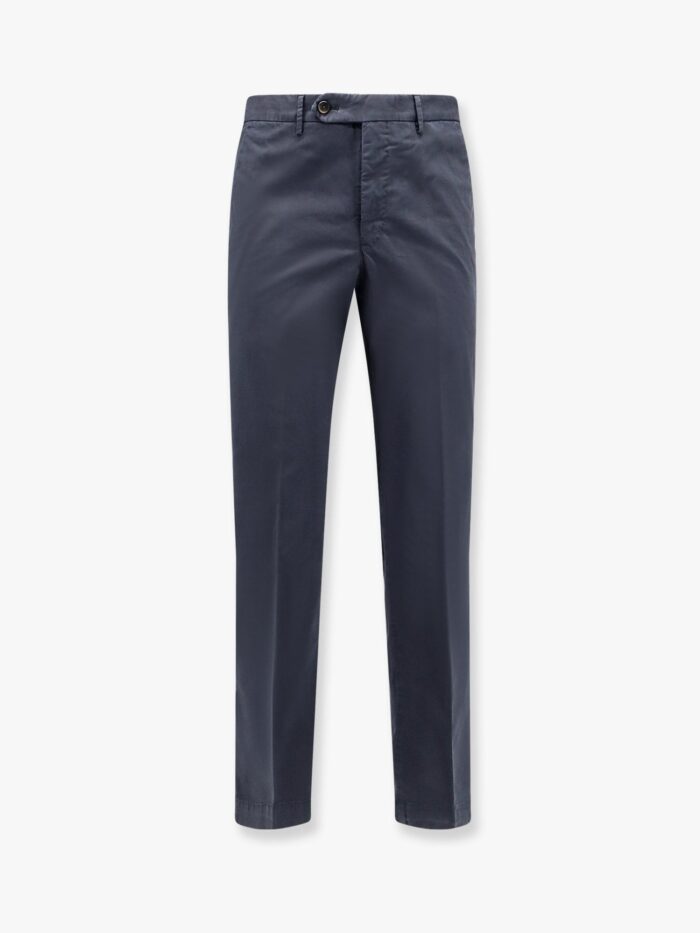 Pt Torino Stretch Cotton Trouser With Logo Metal Charm