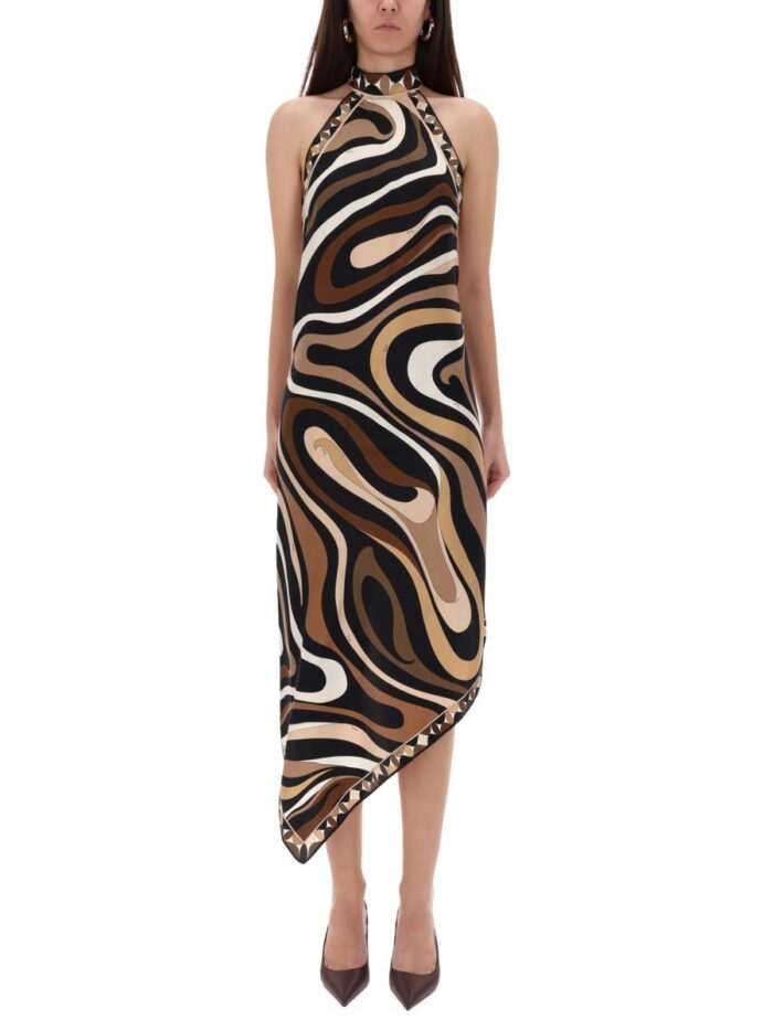 pucci midi dress with "marble" print PUCCI MIDI DRESS WITH "MARBLE" PRINT