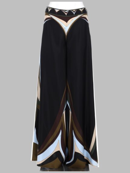 PUCCI PANTALONE PALAZZO IN SETA STAMPA FARI