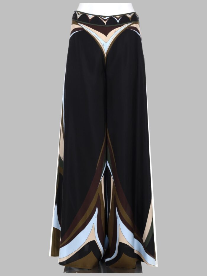 PUCCI PANTALONE PALAZZO IN SETA STAMPA FARI