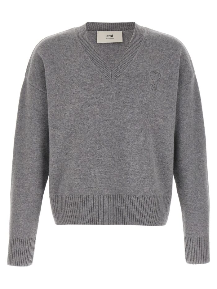 ami paris puff logo patch sweater AMI PARIS Puff Logo Patch Sweater