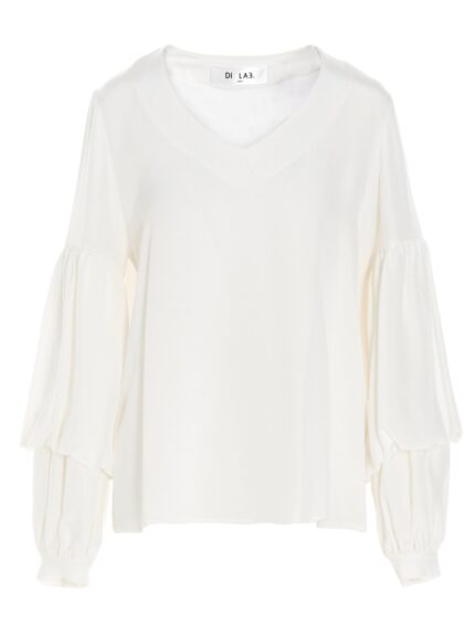 DI.LA3 PARI' Puff-sleeve Silk Shirt