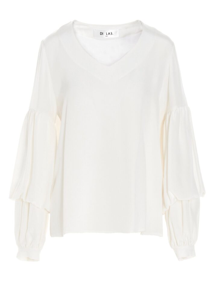 di.la3 pari' puff sleeve silk shirt DI.LA3 PARI' Puff-sleeve Silk Shirt