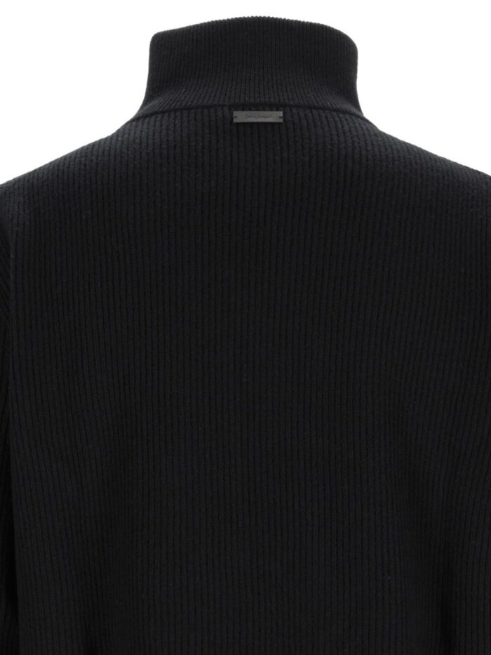 Saint Laurent Pullover Con Mezza Zip In Lana A Coste