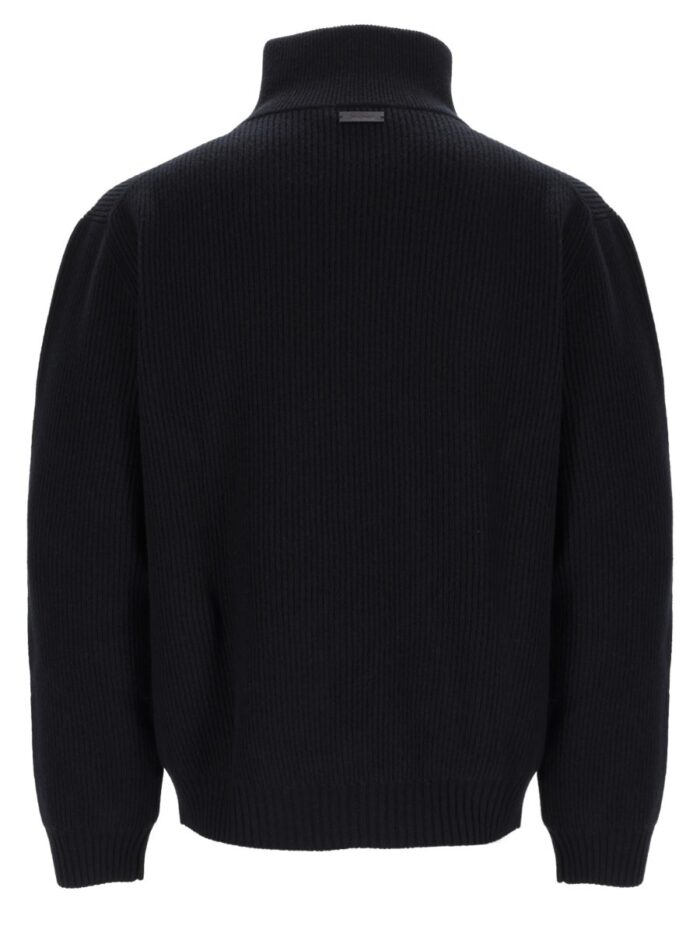 Saint Laurent Pullover Con Mezza Zip In Lana A Coste