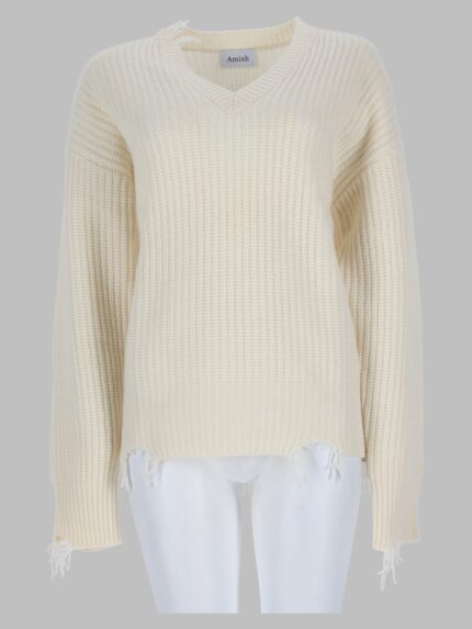 AMISH Pullover Distressed Con Scollo A V