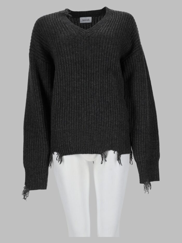 amish pullover distressed con scollo a v AMISH Pullover Distressed Con Scollo A V