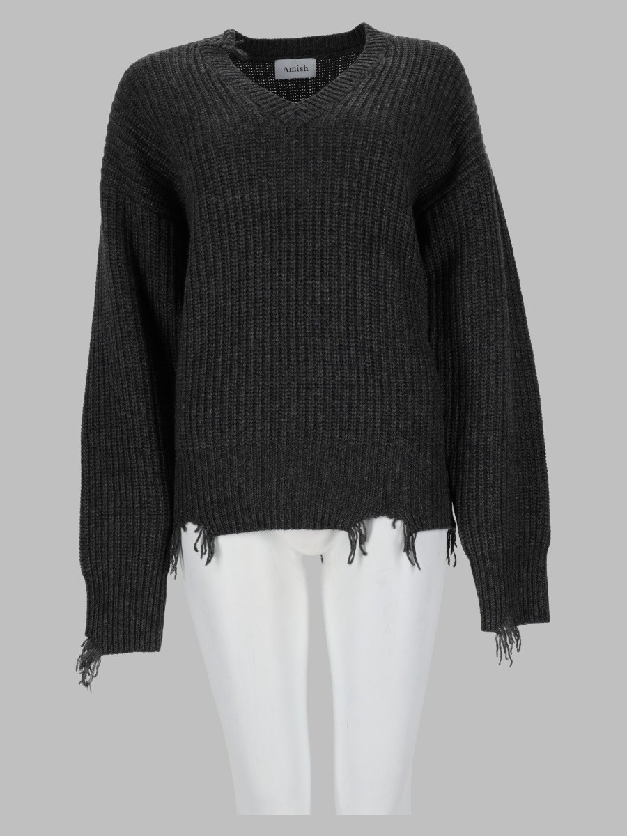 AMISH Pullover Distressed Con Scollo A V