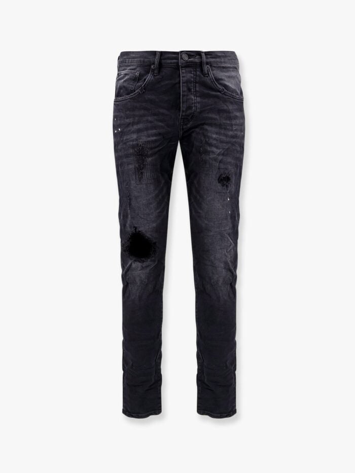 PURPLE BRAND Black Repair Dropped Fit Jeans