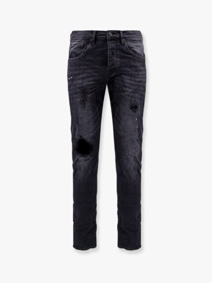 PURPLE BRAND Black Repair Dropped Fit Jeans