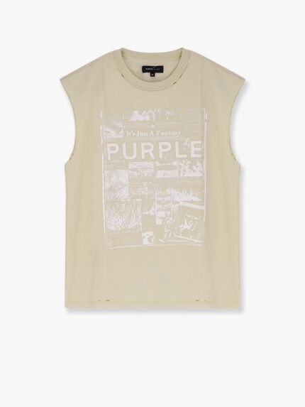 PURPLE BRAND Textured Sleeveless Cotton T-shirt
