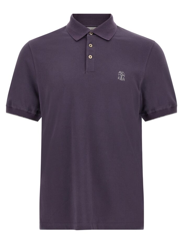 Brunello Cucinelli Purple Logo Embroidery Polo Shirt