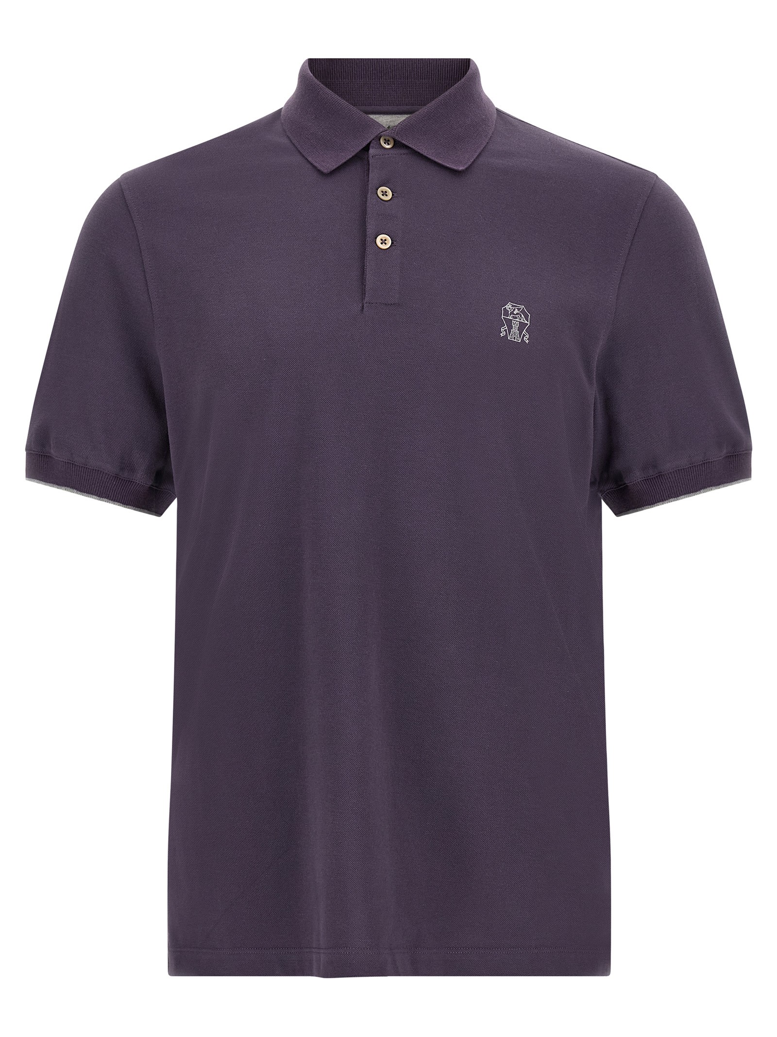Brunello Cucinelli Purple Logo Embroidery Polo Shirt