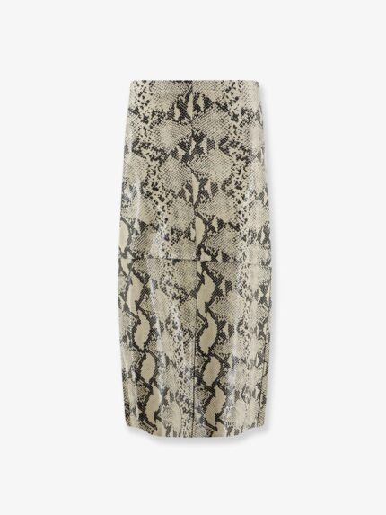 ALYSI Python-print Leather Midi Skirt