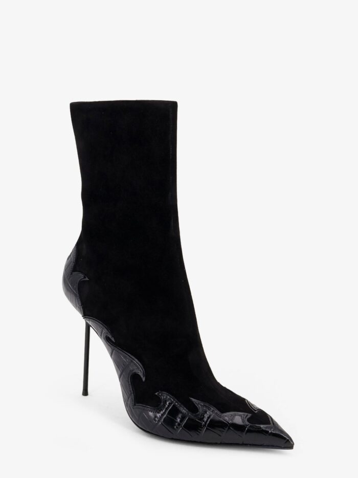 PARIS TEXAS Queen Of Hearts Ankle Boots With Cut-out Embroidery And Heart Inlays