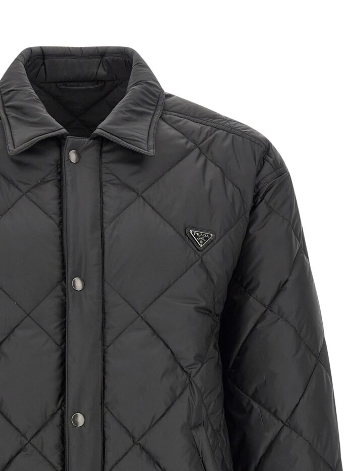 PRADA Quilted Down Jacket With Logo