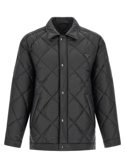 PRADA Quilted Down Jacket With Logo