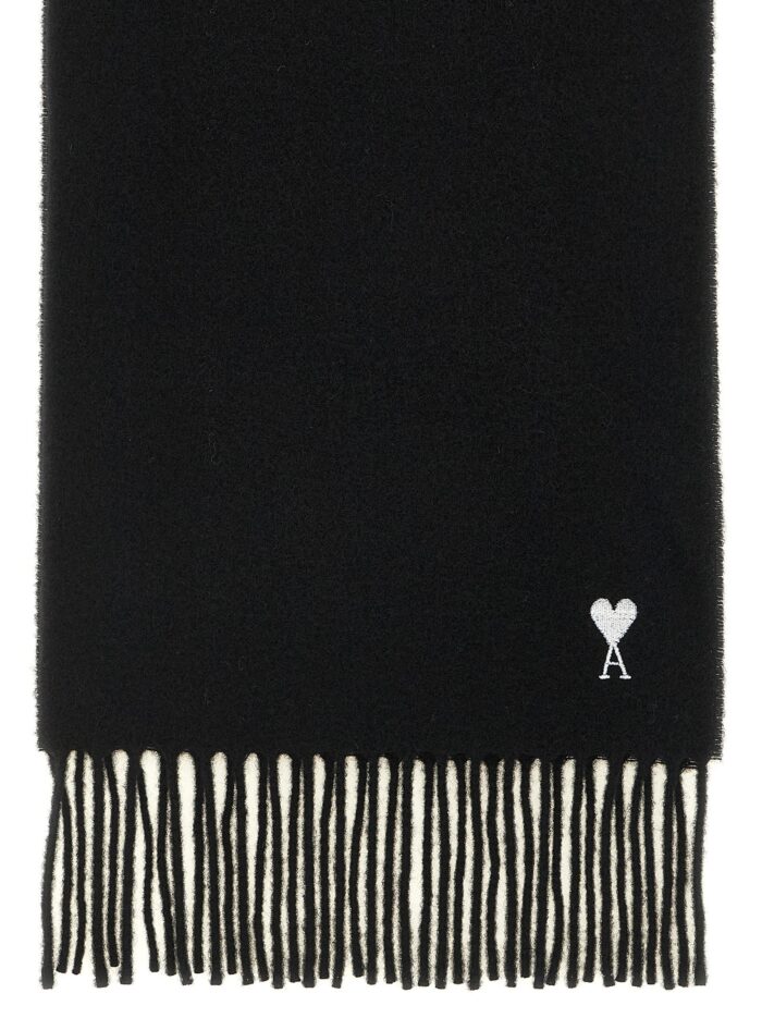 AMI PARIS 'Quota' Scarf With ADC Embroidery And Fringes