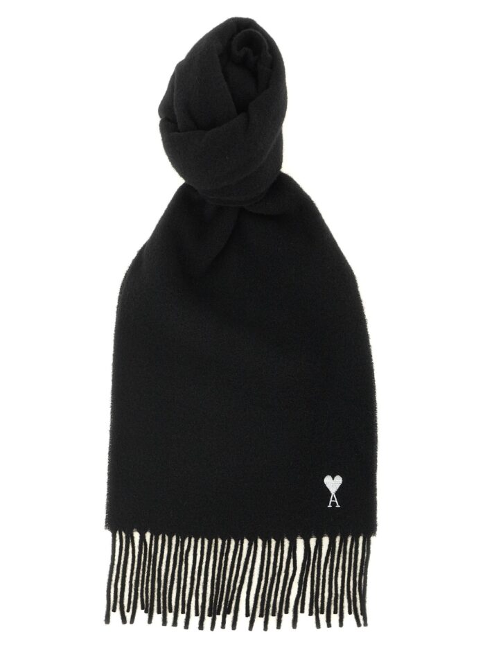 AMI PARIS 'Quota' Scarf With ADC Embroidery And Fringes
