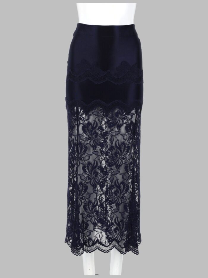 rabanne gonna midi in pizzo e jersey RABANNE GONNA MIDI IN PIZZO E JERSEY