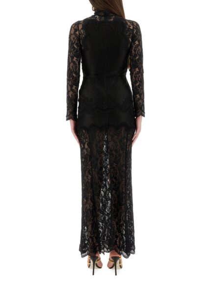 RABANNE LACE AND JERSEY LONG DRESS