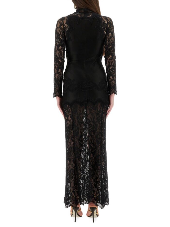 RABANNE LACE AND JERSEY LONG DRESS