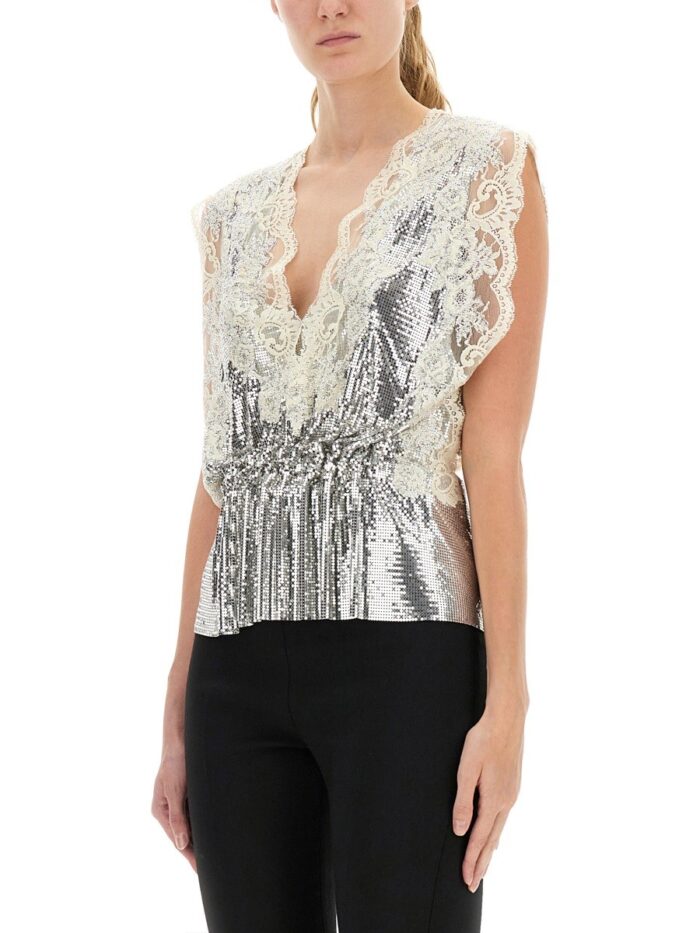 RABANNE LACE AND SEQUIN TOP