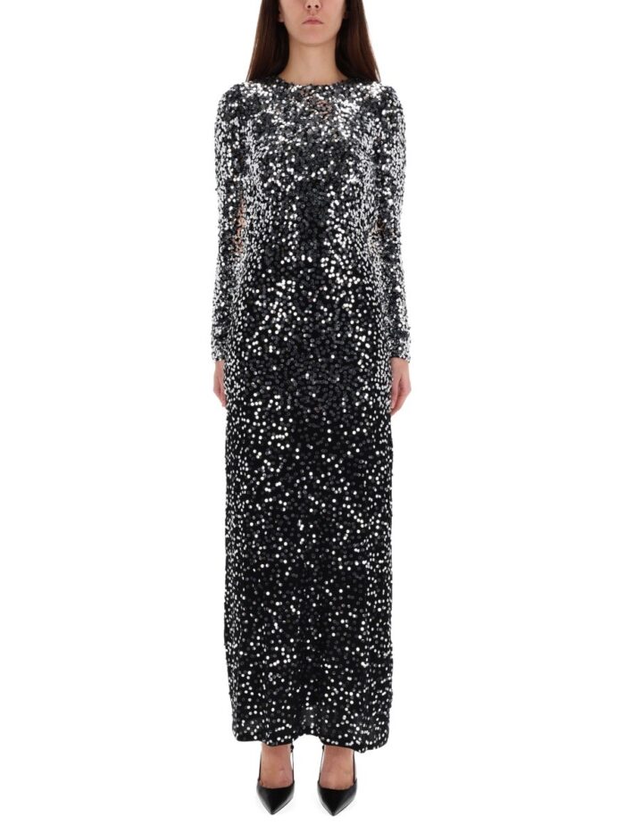 rabanne long dress with sequins RABANNE LONG DRESS WITH SEQUINS