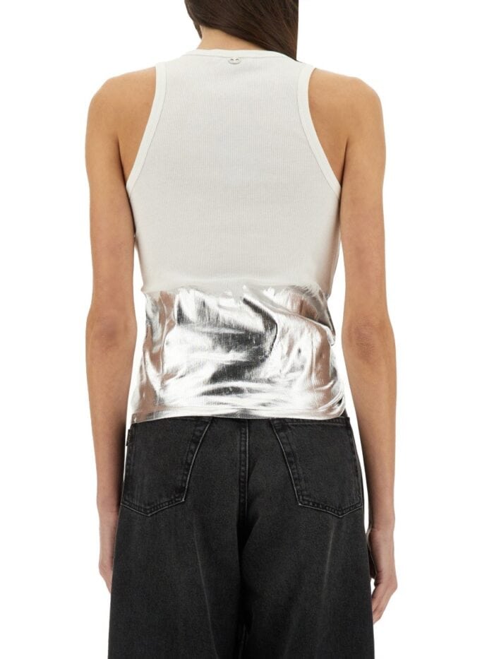 RABANNE RIBBED TOP WITH PIERCING APPLIQUE