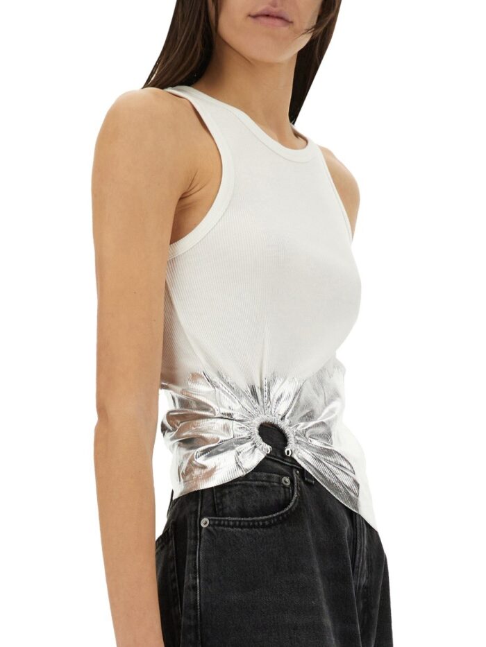 RABANNE RIBBED TOP WITH PIERCING APPLIQUE