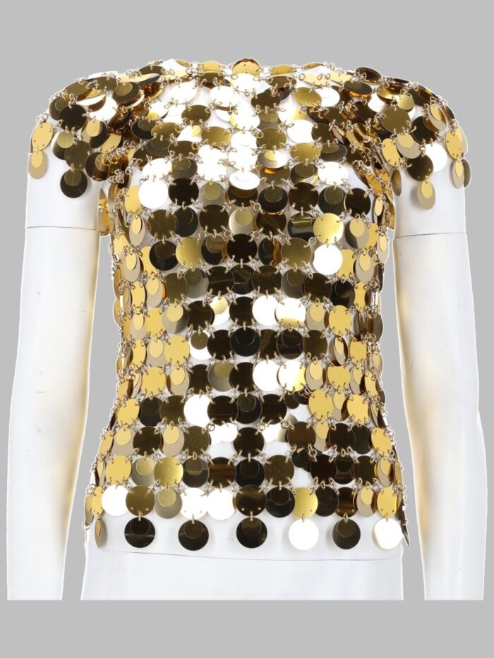 rabanne top "the gold sparkle disc" RABANNE TOP "THE GOLD SPARKLE DISC"