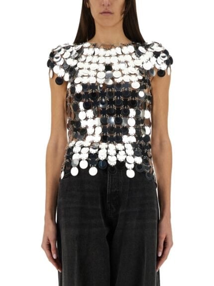 RABANNE TOP "THE ICONIC SILVER SPARKLE DISCS"