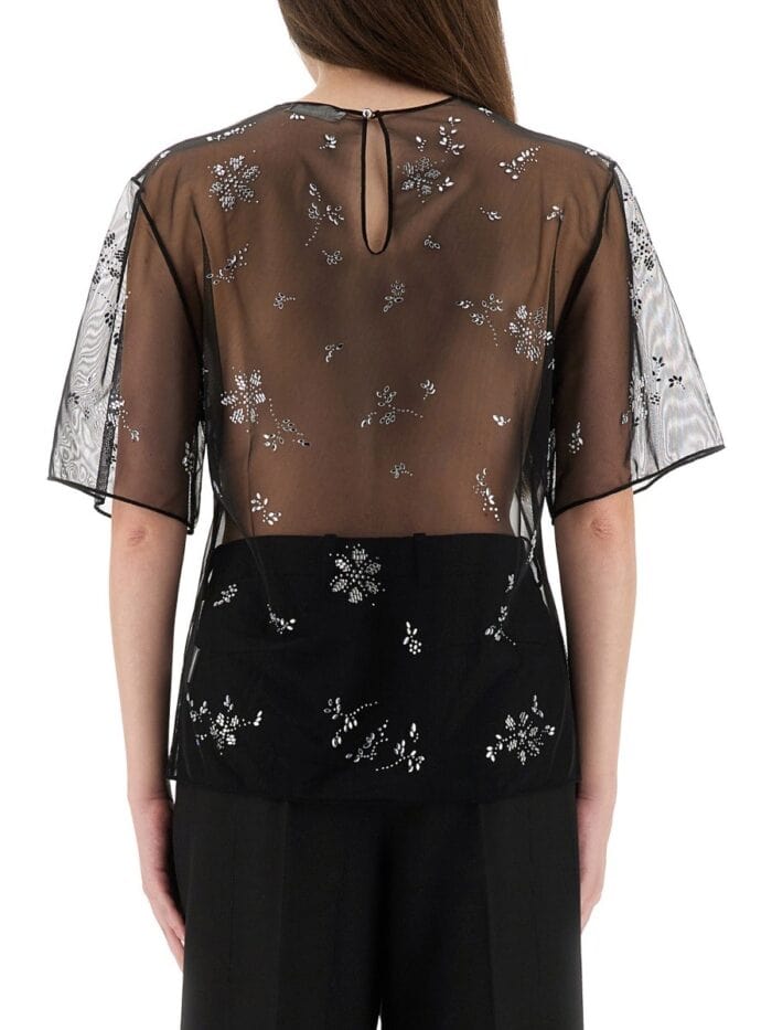 RABANNE TRANSPARENT TOP WITH APPLICATIONS