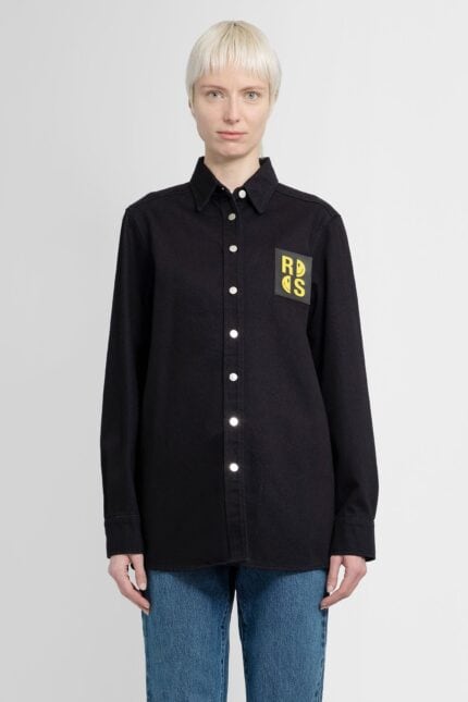 RAF SIMONS Simley Collaboration Smiley Leather Patch Slim Fit Shirt