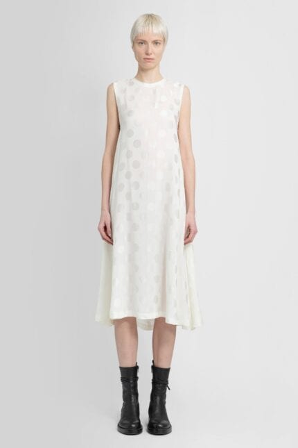 RAF SIMONS Sleeveless Wide Polkadot Dress In Silk