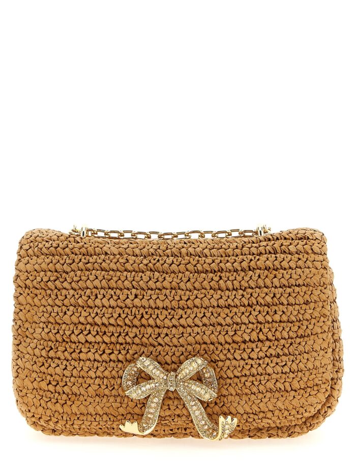 self portrait 'raffia bow charm' shoulder bag SELF PORTRAIT 'Raffia Bow Charm' Shoulder Bag