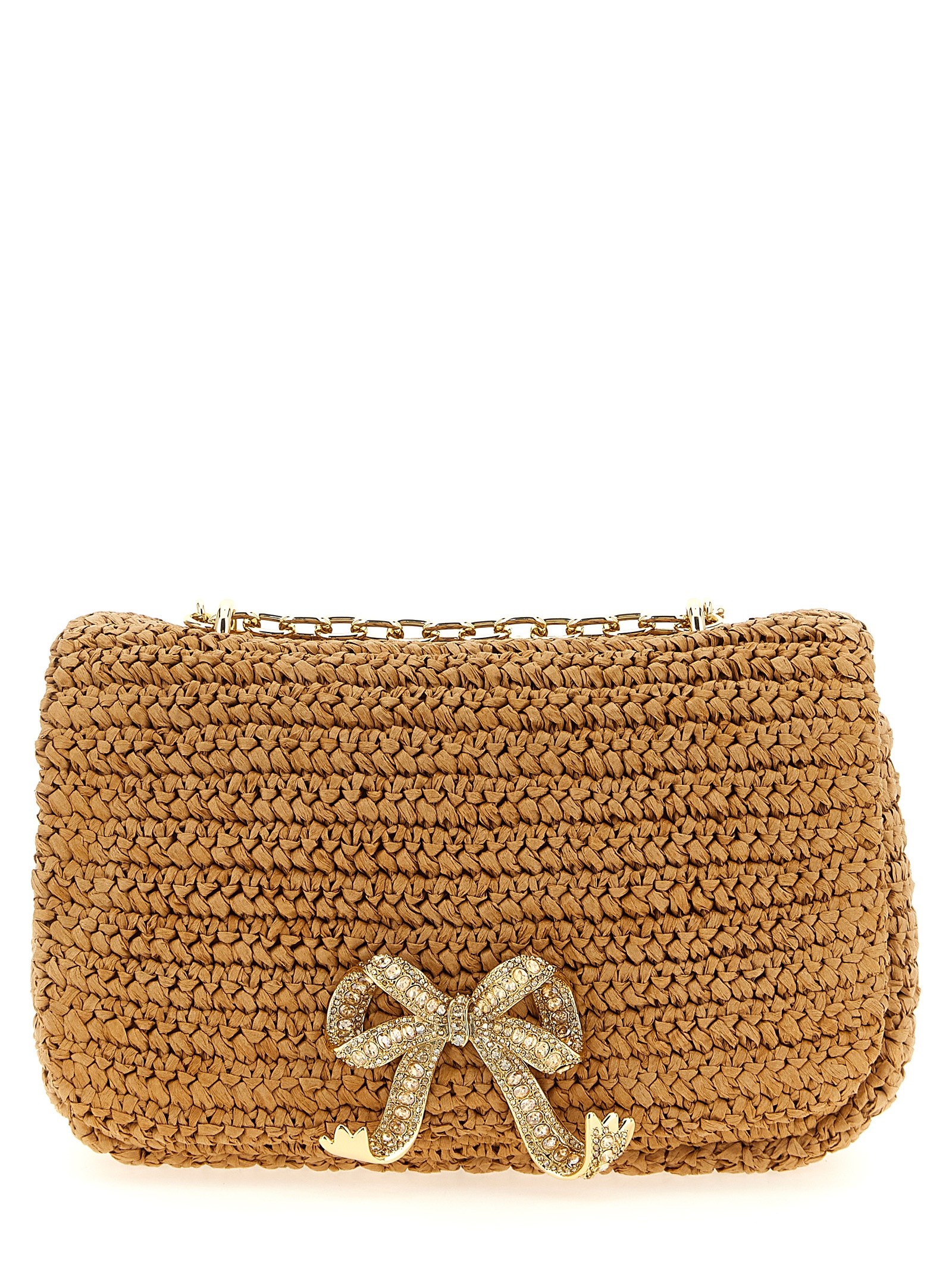 SELF PORTRAIT 'Raffia Bow Charm' Shoulder Bag