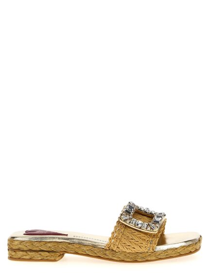 ROGER VIVIER Raffia Jewel Sandals