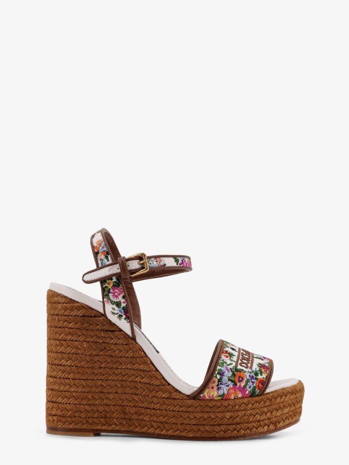 dolce & gabbana raffia sandals with floral embroidery Dolce & Gabbana Raffia Sandals With Floral Embroidery