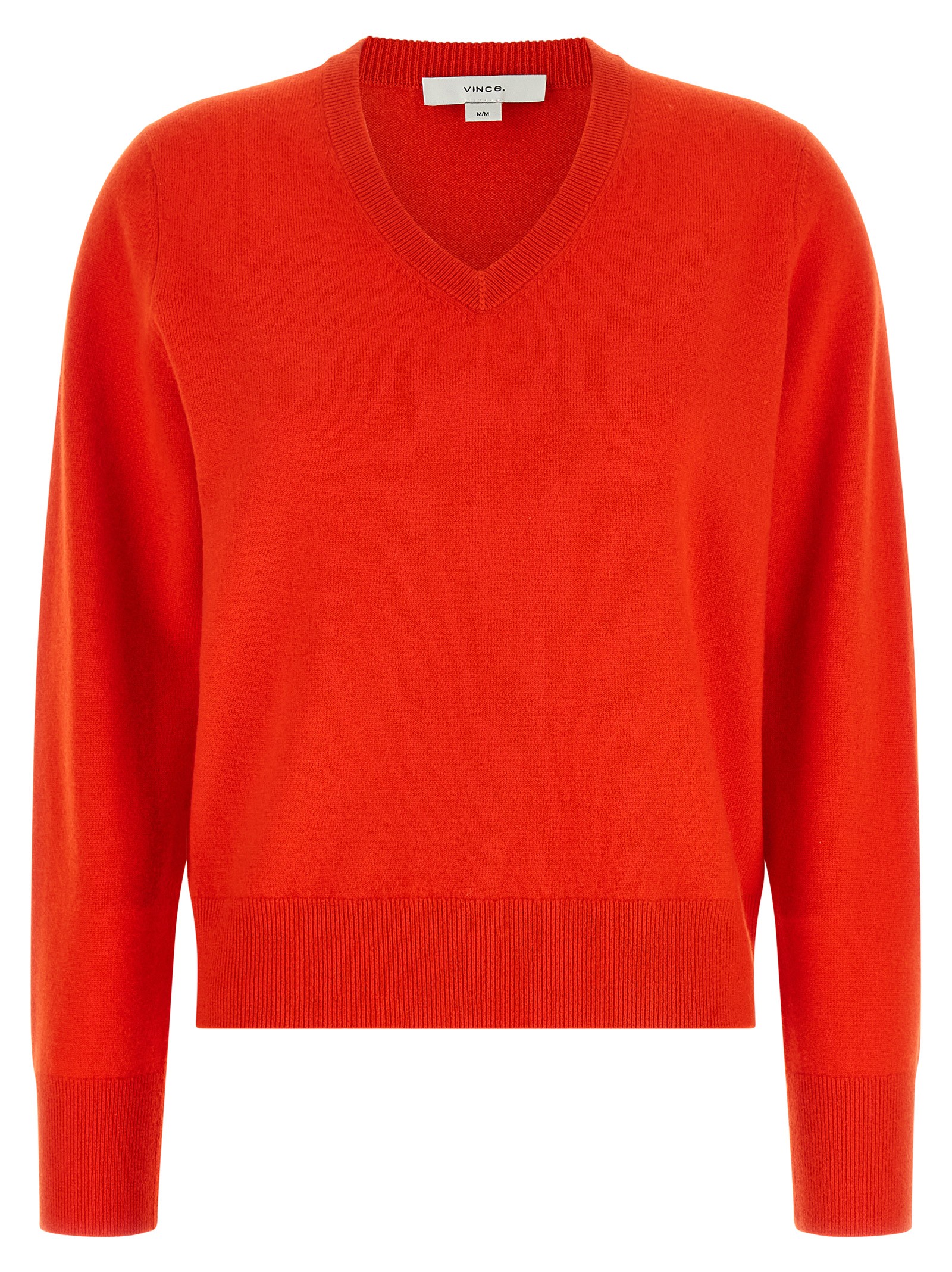 VINCE Red Cashmere V-neck Sweater