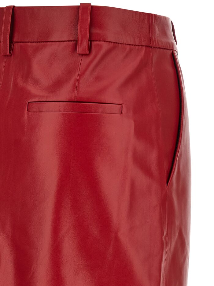 CO Red Leather Tailored Skirt